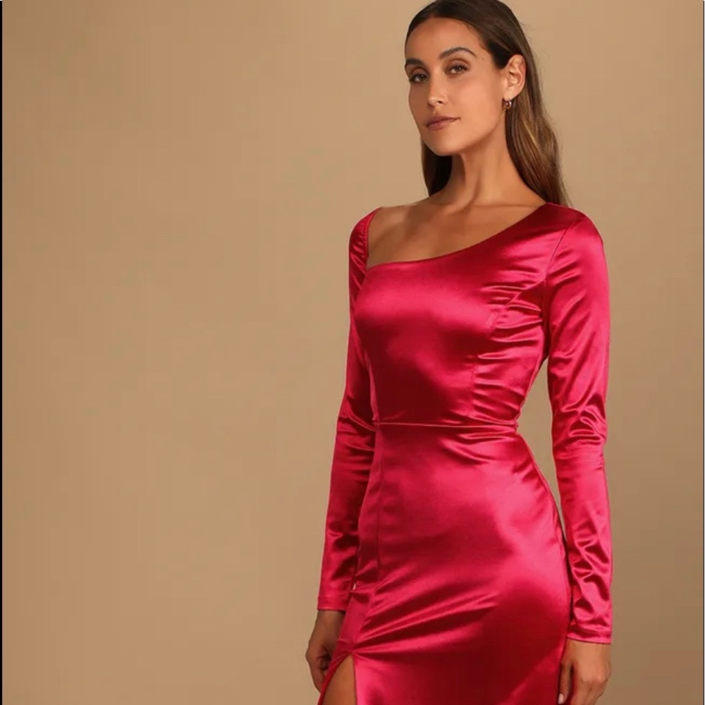 Lulus red satin formal dress